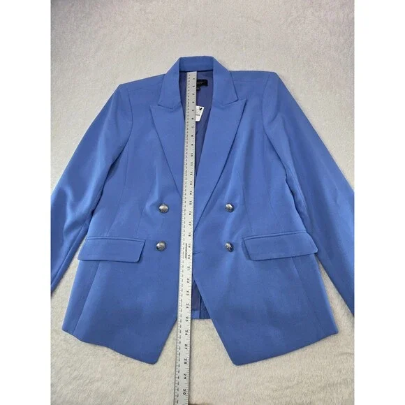 Talbots Blue Double Breasted Blazer Size 8 Silver Crest Buttons New With Tags - Picture 4 of 15